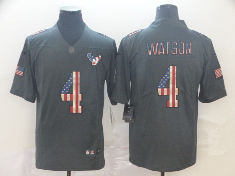 Men Houston Texans #4 Watson Carbon Black Retro USA flag Nike NFL Jerseys->houston texans->NFL Jersey